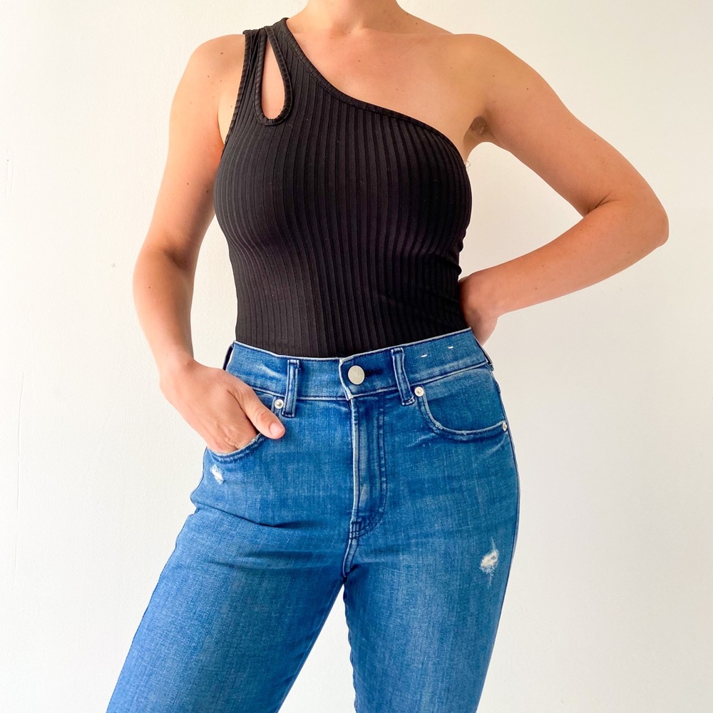 Black One Shoulder bodysuit